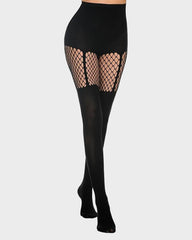 Mock Thigh High Stockings For Women Sexy Fishnet Tights Suspender Pantyhose  (3 Pairs)