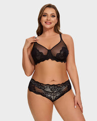 SheCurve® Full Coverage Lace Black Minimizer Bra