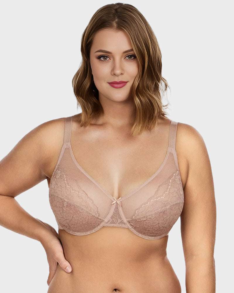 SheCurve®Full Coverage Lace Minimizer Bra - Petal