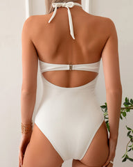 SheCurve® Solid Color Backless Swimsuit