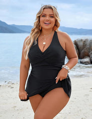 SheCurve® Plus Size One Piece Swim Dress Swimsuit Tummy Control Bathing Suits