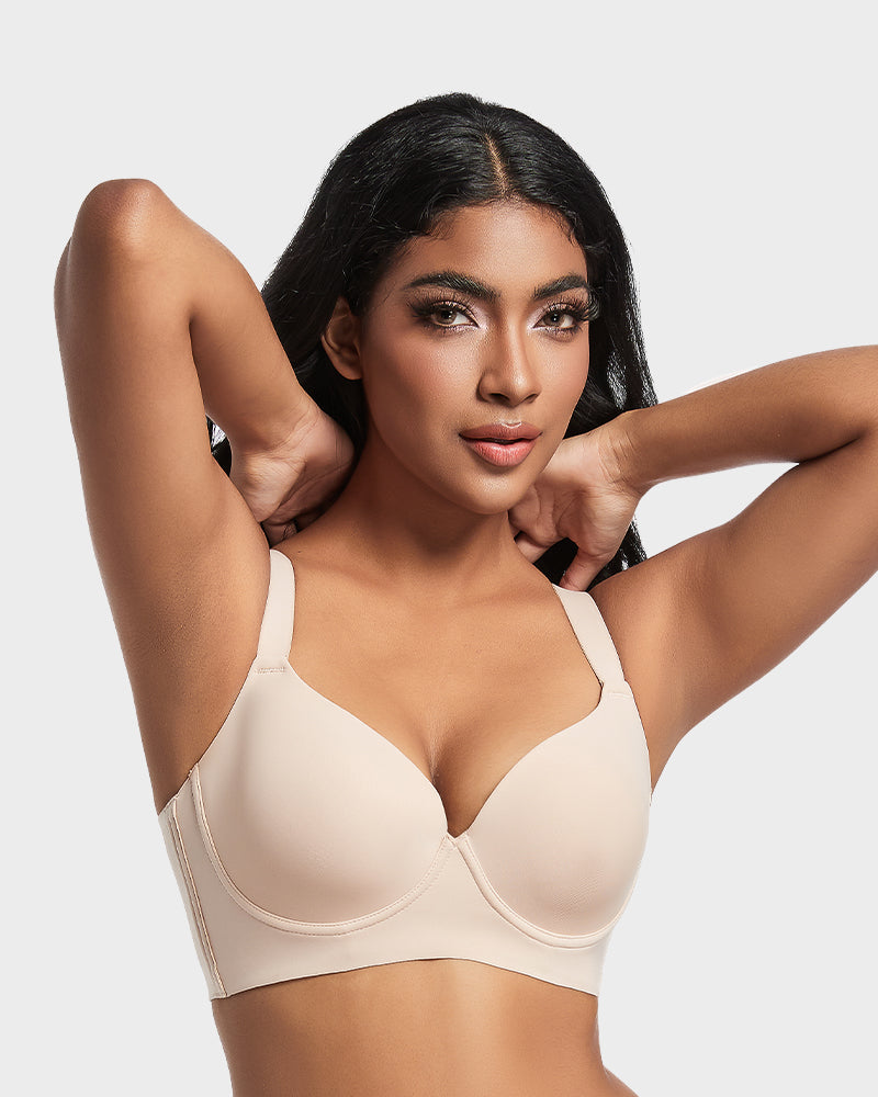 SheCurve®Back Smoothing Push-Up Plunge Bra - Skin