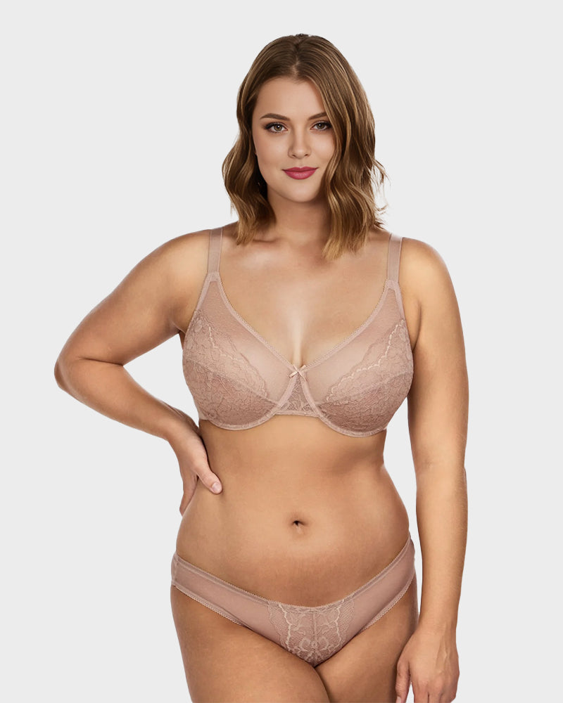 SheCurve®Full Coverage Lace Minimizer Bra - Petal