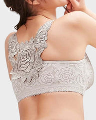 Rose Embroidery Front Closure Bra