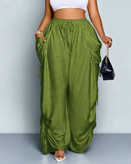 Adjustable Side-Drawstring Wide-Leg Pants