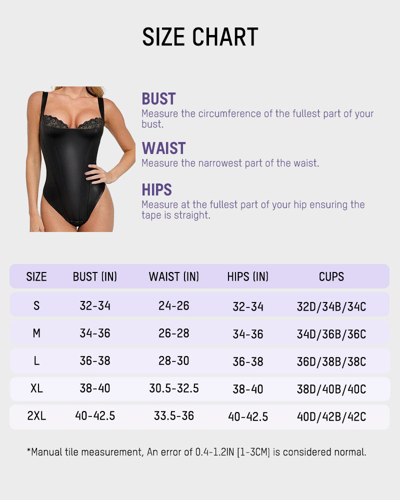 All-in-One Faux Leather Lace Corset thong Bodysuit