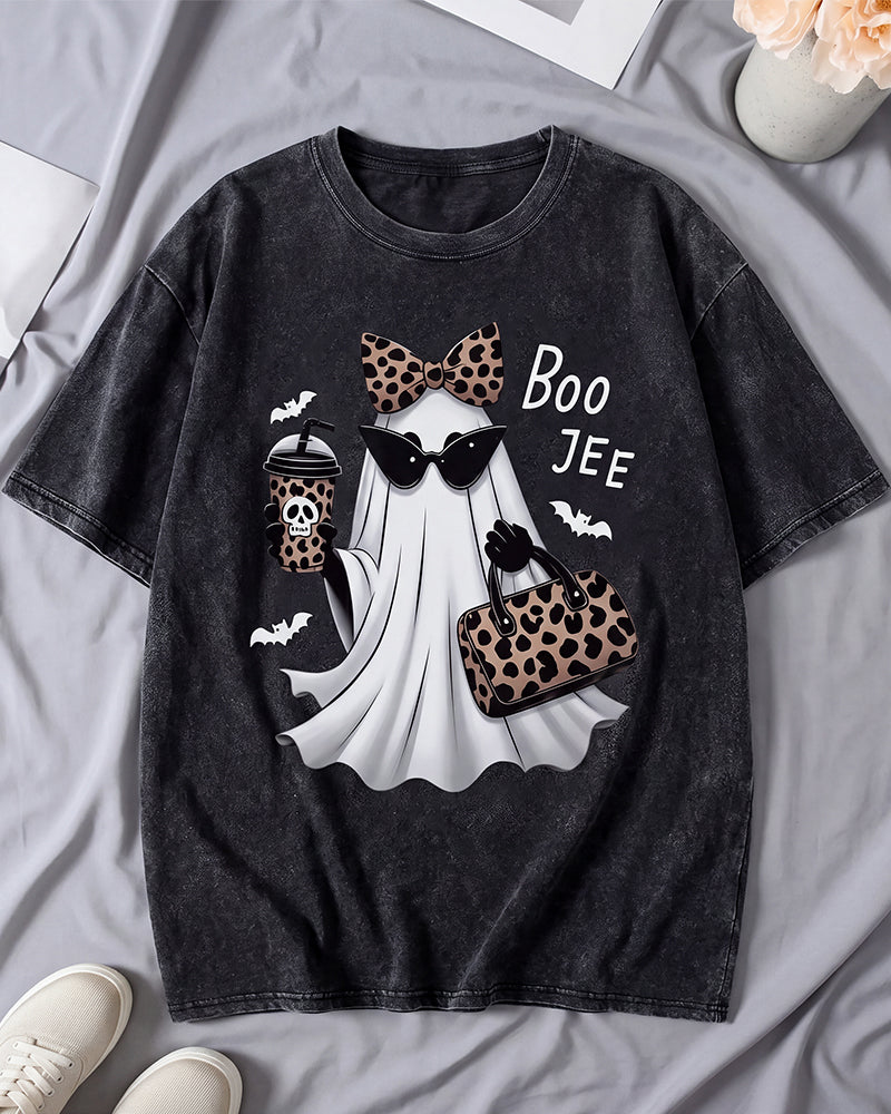 Boo-Jee Leopard Ghost Graphic T-Shirt
