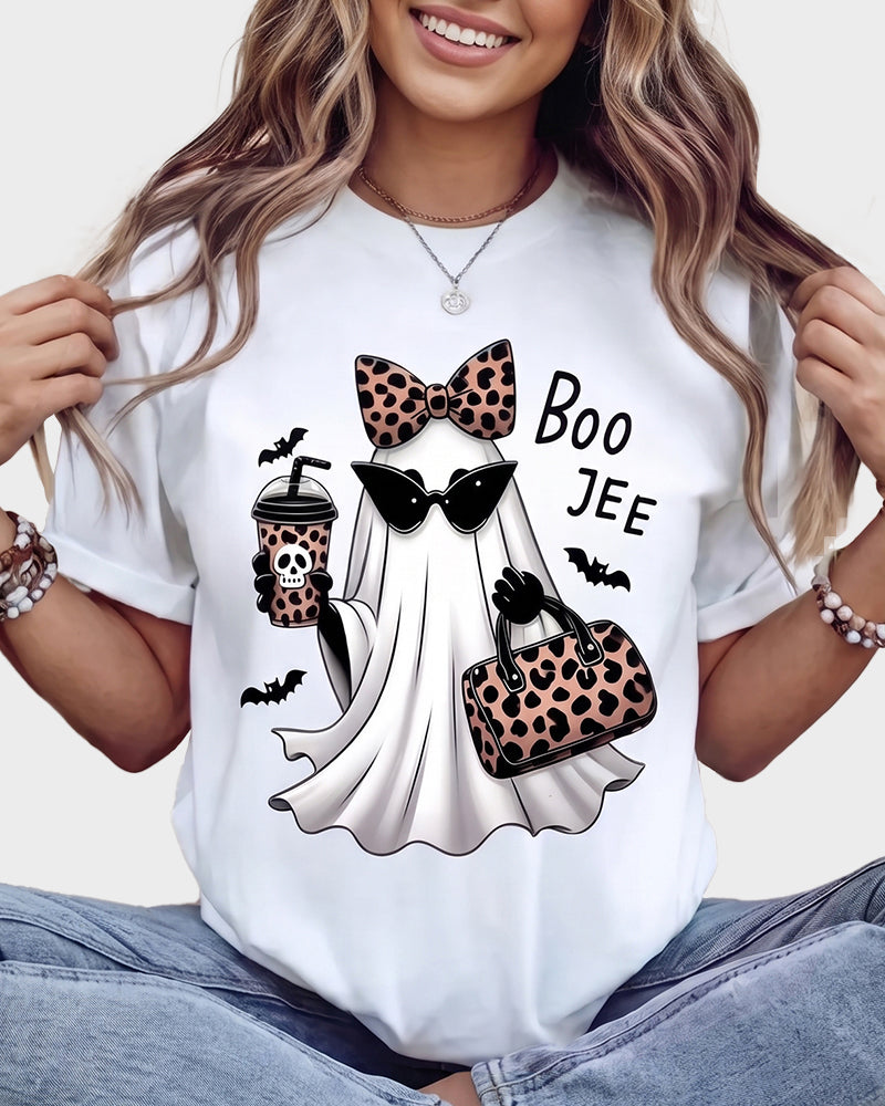 Boo-Jee Leopard Ghost Graphic T-Shirt