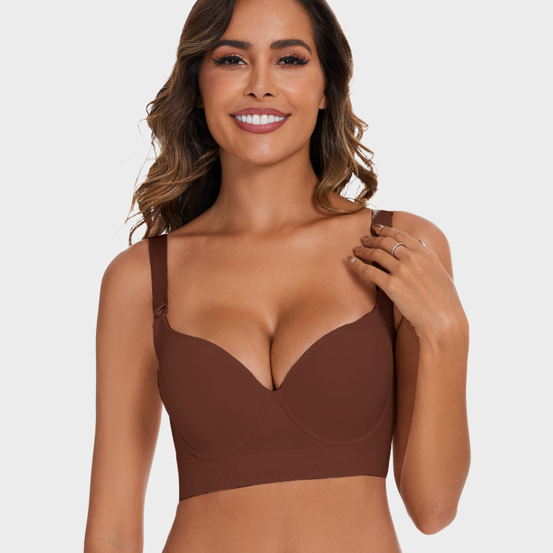 SheCurve® Push-Up Back Smoothing Bra-Brown