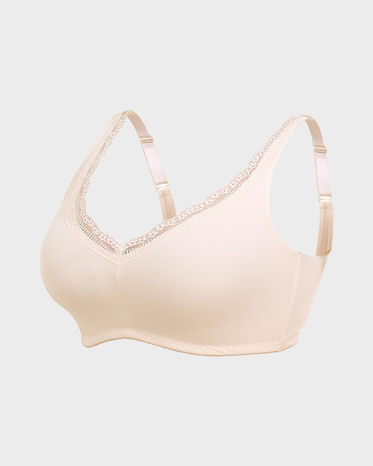 SheCurve®Full Coverage Lace Trim Minimizer Bra - Skin