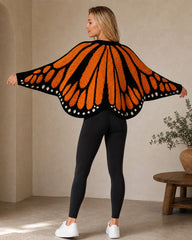 Butterfly-Wing Open-Front Knit Cardigan