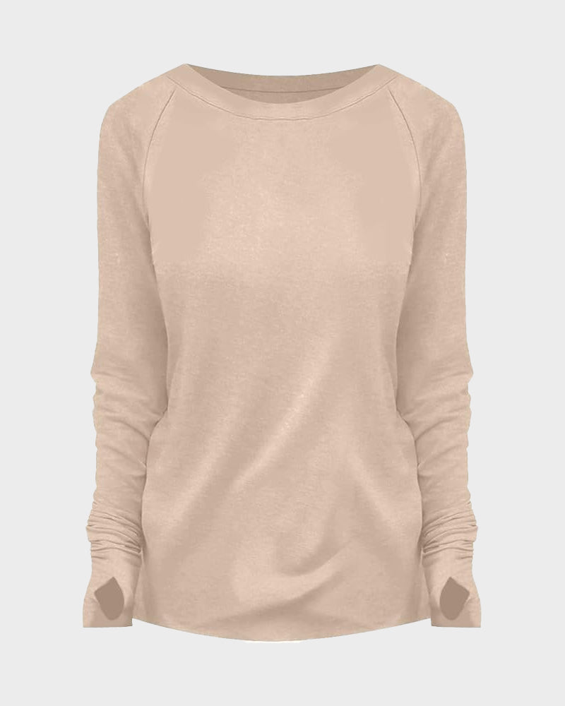 Casual Thumbhole Long Sleeve Top