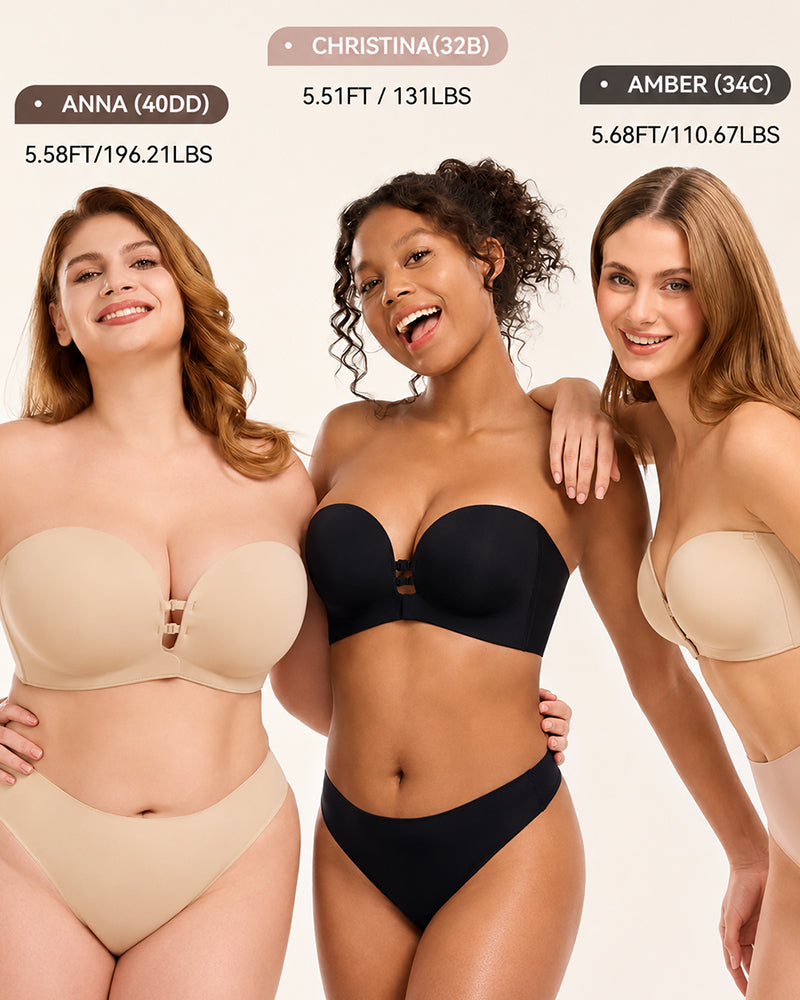 Convertible Strapless Front-Closure Push-Up Bra
