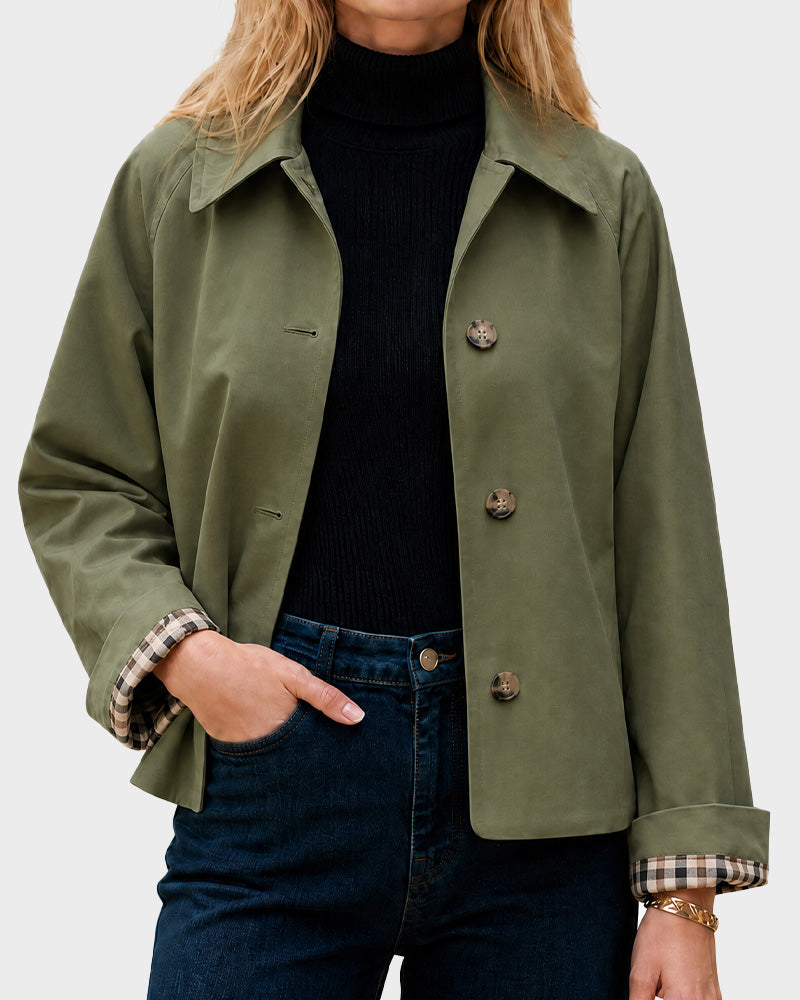 Cropped Water-Repellent Classic Trench Jacket