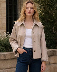 Cropped Water-Repellent Classic Trench Jacket