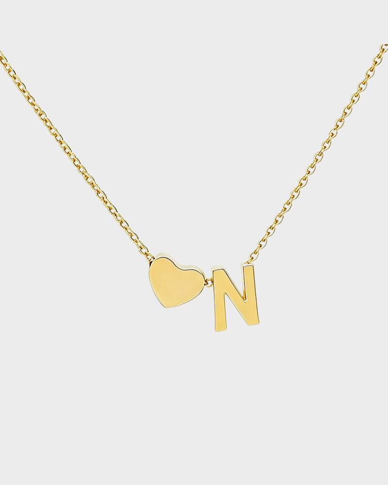 Dainty Heart Initial Necklace