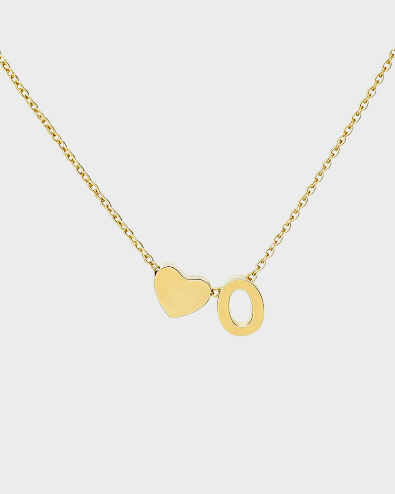 Dainty Heart Initial Necklace