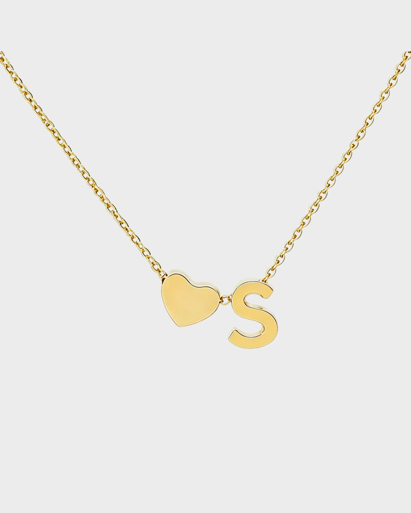 Dainty Heart Initial Necklace