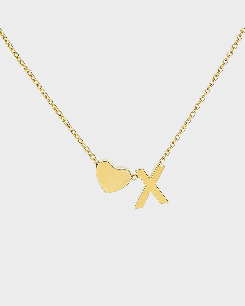 Dainty Heart Initial Necklace
