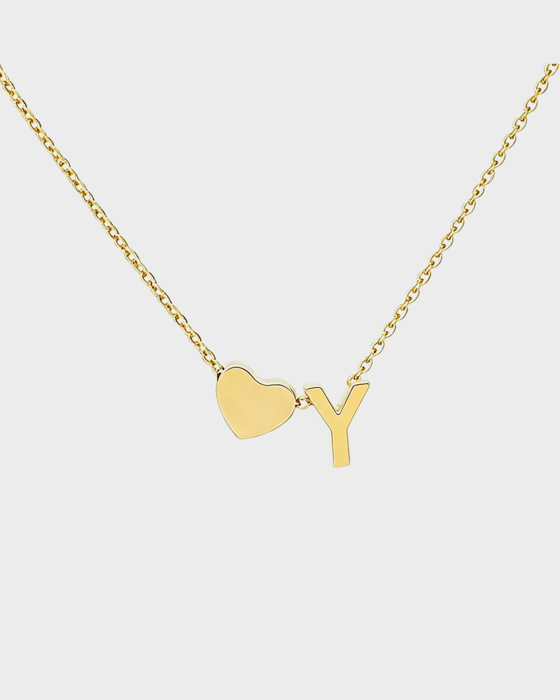Dainty Heart Initial Necklace
