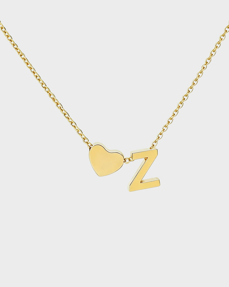 Dainty Heart Initial Necklace