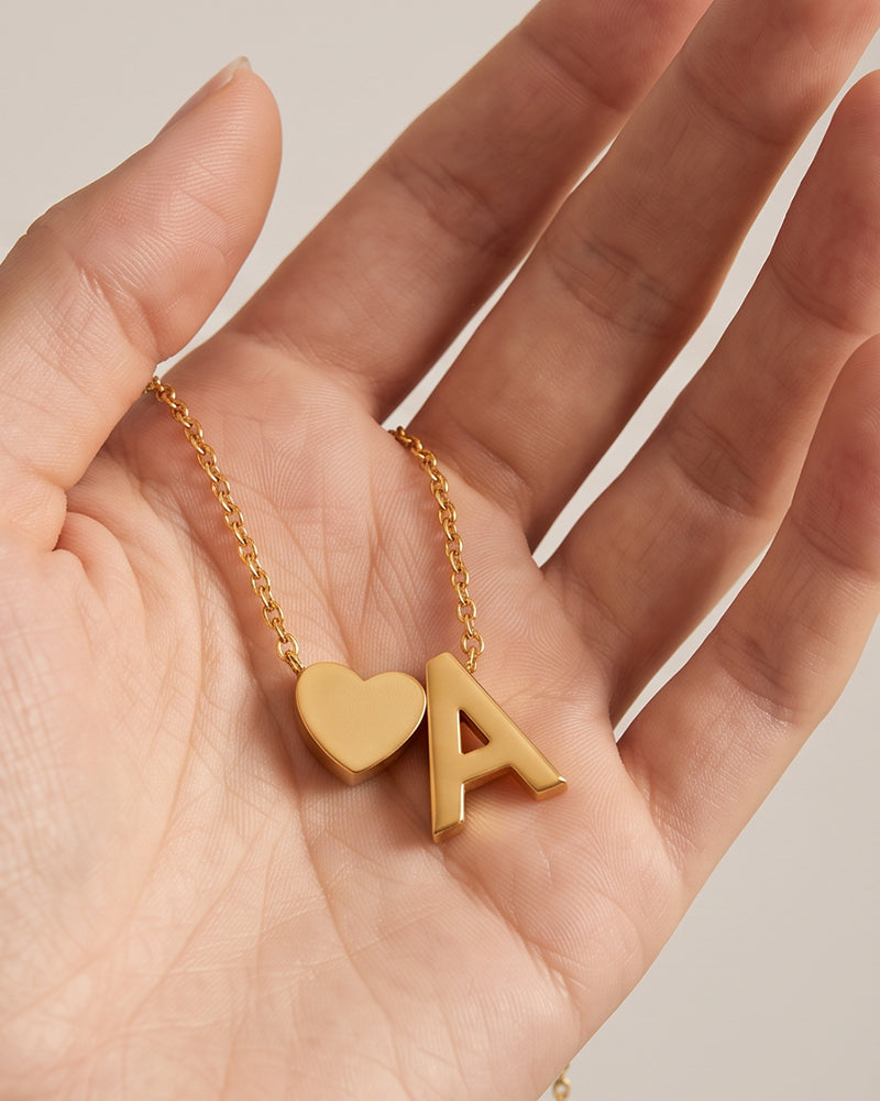 Dainty Heart Initial Necklace