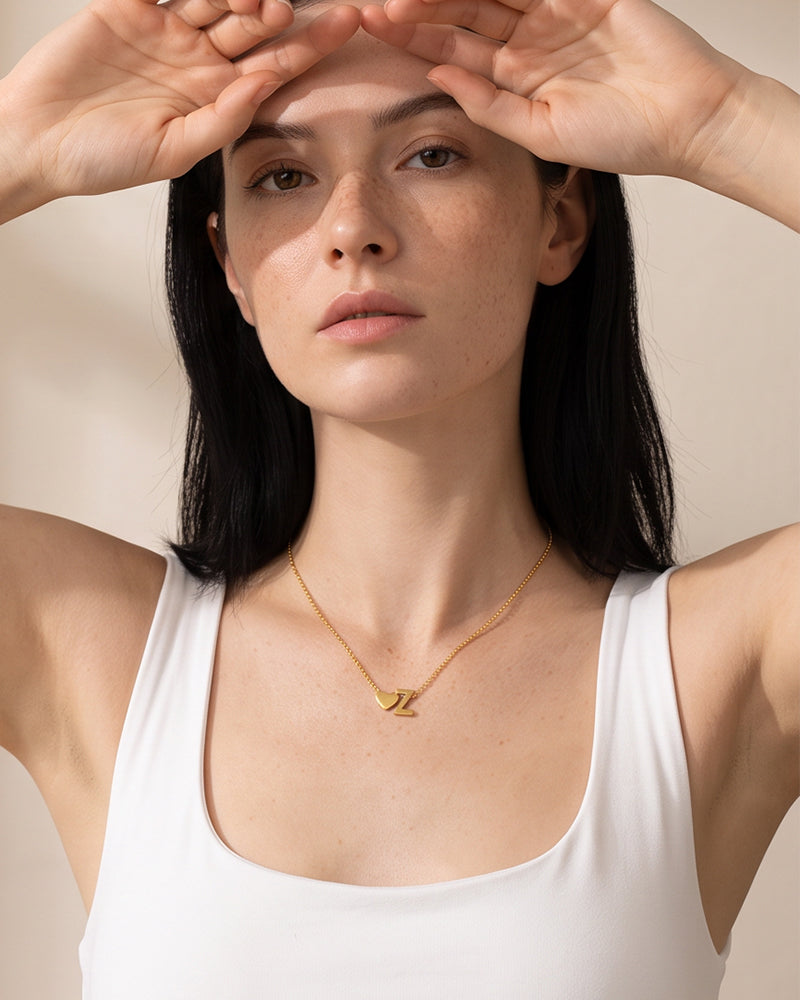 Dainty Heart Initial Necklace