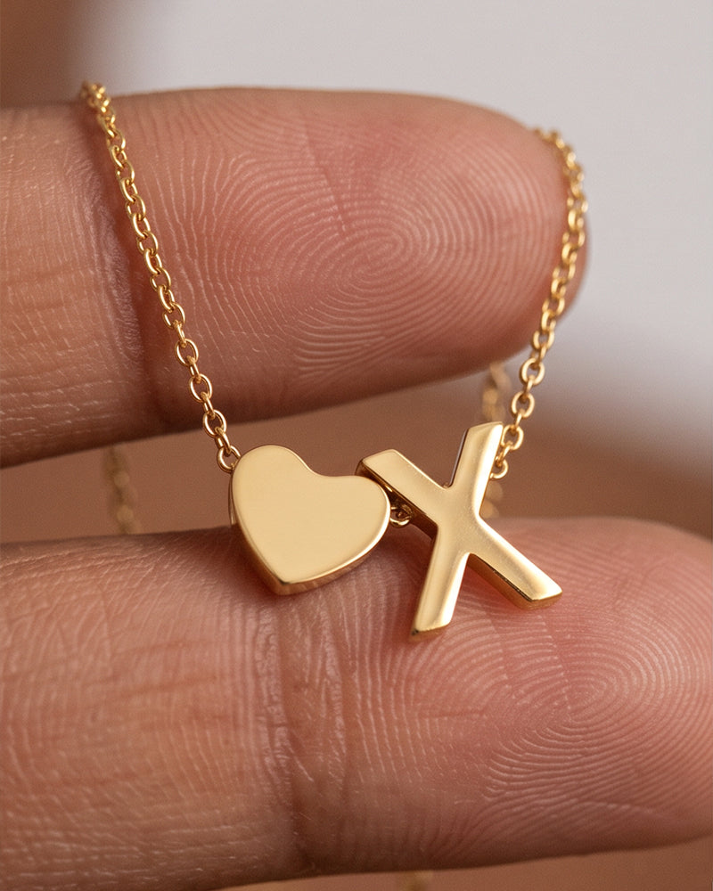 Dainty Heart Initial Necklace