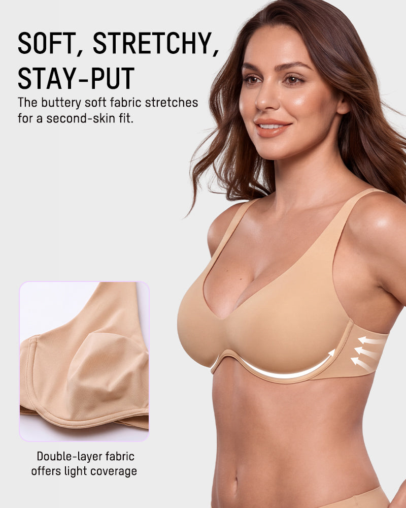 Deep-Plunge Unlined Underwire Bra