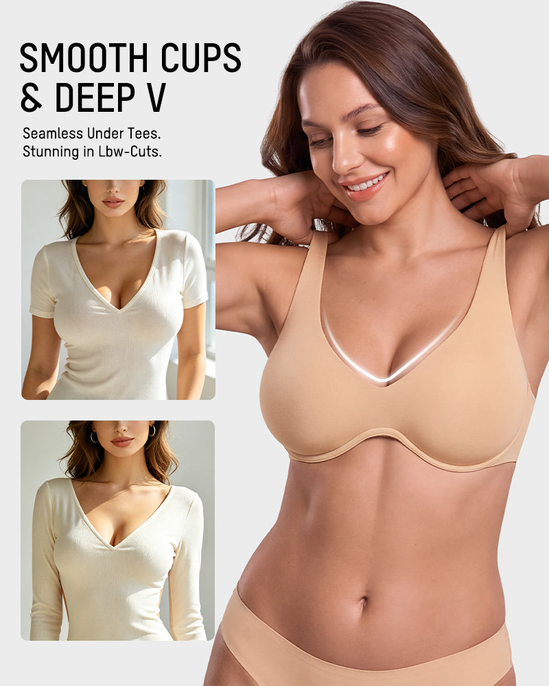 Deep-Plunge Unlined Underwire Bra