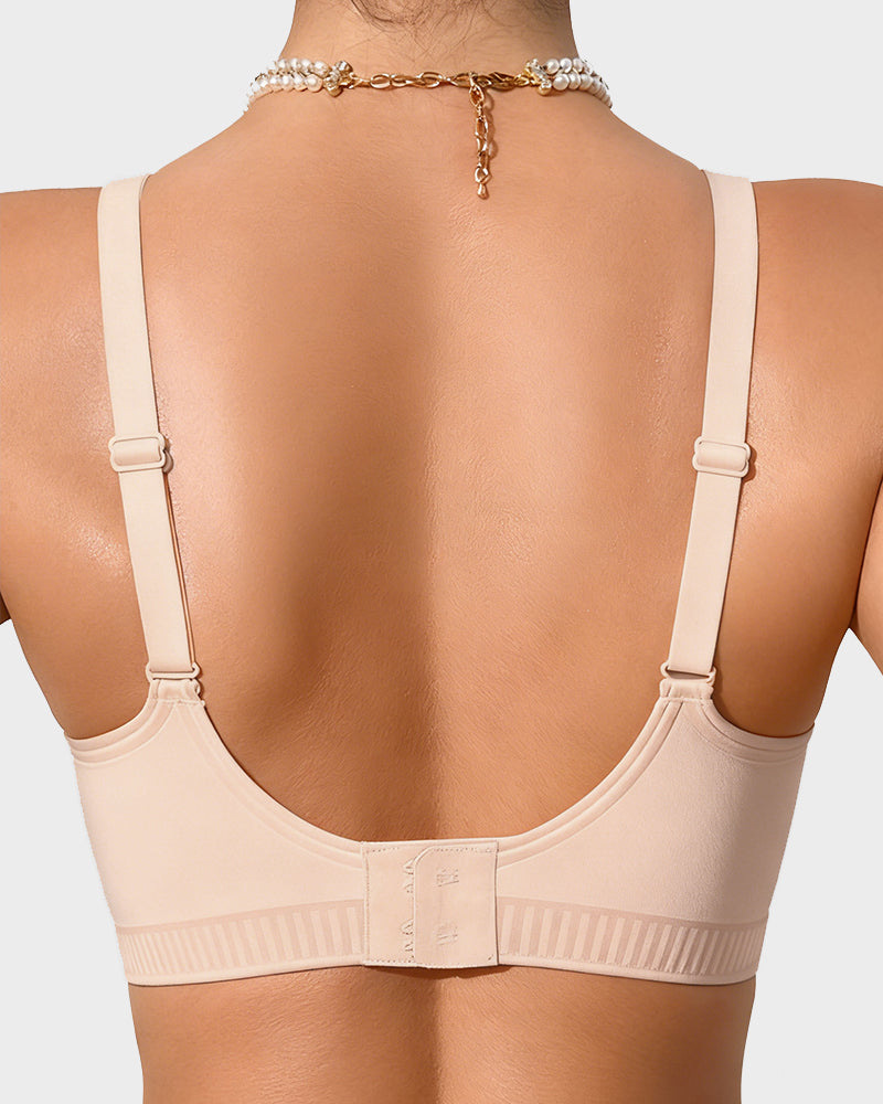 Deep-V Velvet Trim Wireless Push-Up Bra