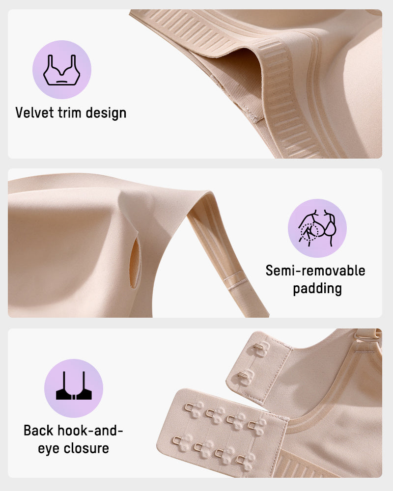 Deep-V Velvet Trim Wireless Push-Up Bra