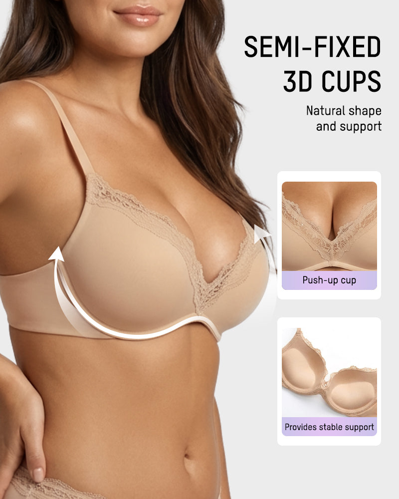 Deep V Lace Push-Up Bra