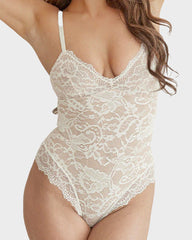 Deep V Sexy Lace Sculpting Thong Bodysuit