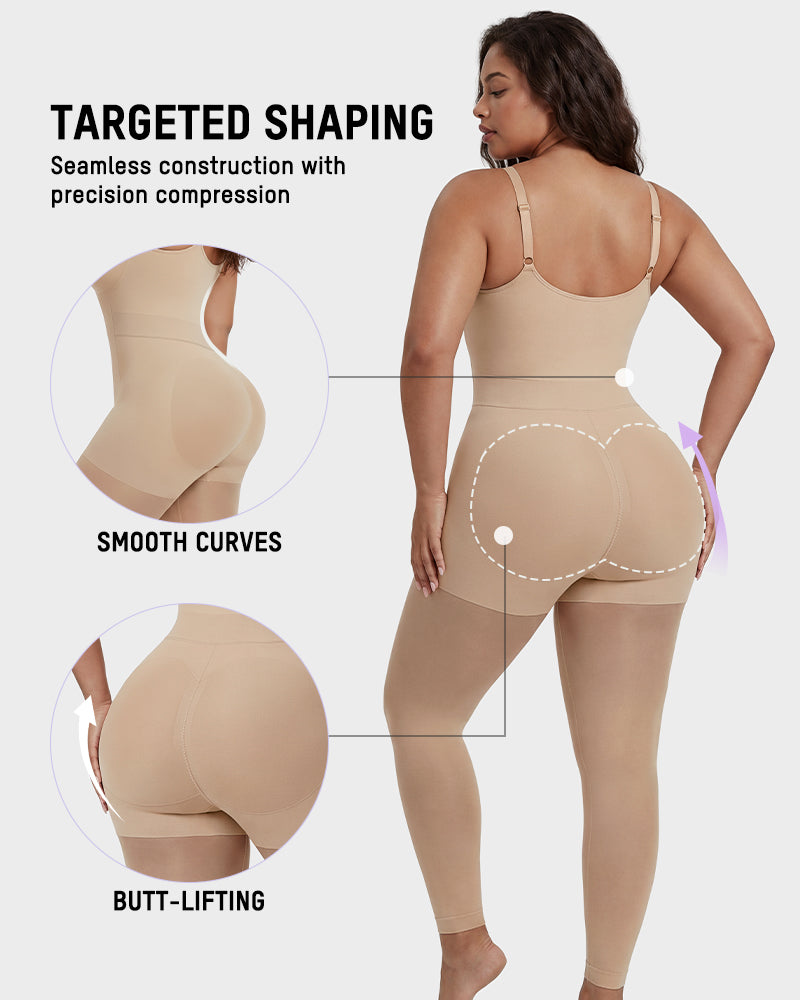 Easyslide™ Deep V Shapewear Bodysuit with Stockings