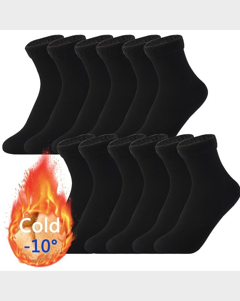 Fleece-Lined Thickened Winter Snow Socks (6 Pairs)