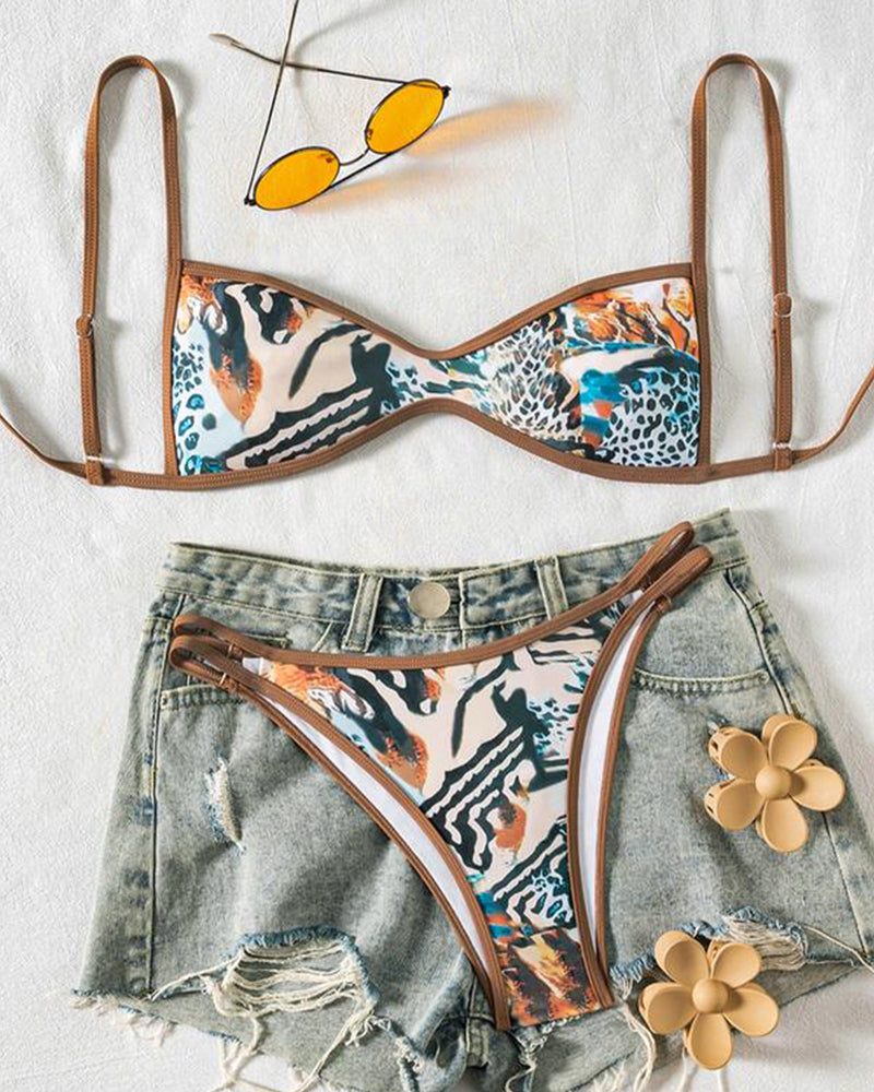 Floral Backless Two-Piece Bikini Set