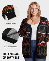 Fox Fair Isle Open-Front Knit Cardigan