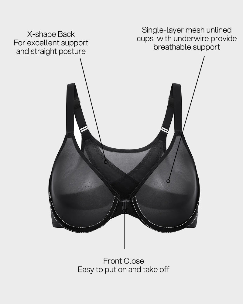 Front Closure Mesh Support Bra Multipack