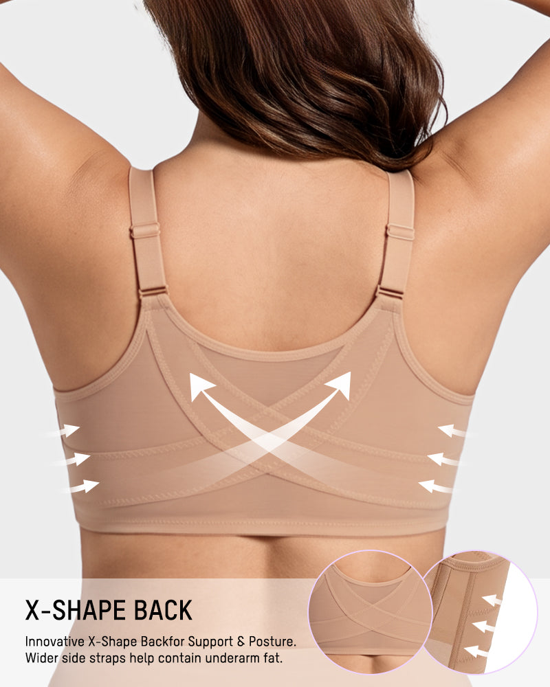 Front Closure Mesh Support Seamless Bra