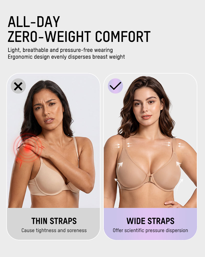 Front Closure Mesh Support Seamless Bra