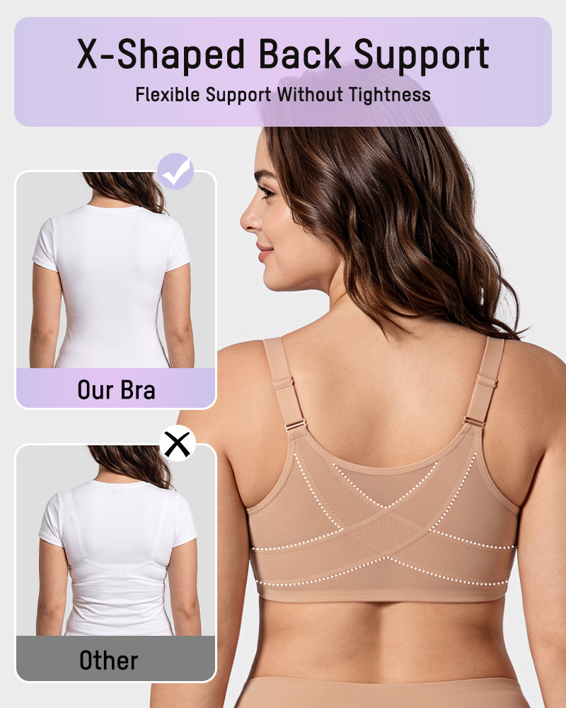Front Closure Mesh Support Seamless Bra