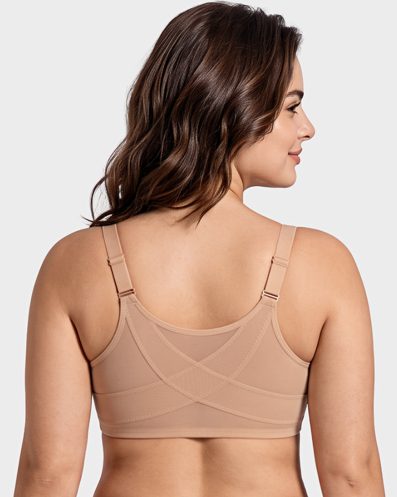 Front Closure Mesh Support Seamless Bra