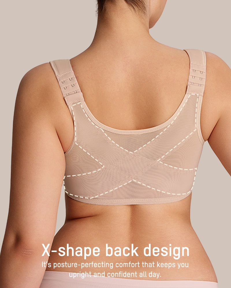 Front Closure Underwire Unlined Back Support Plunge Bra