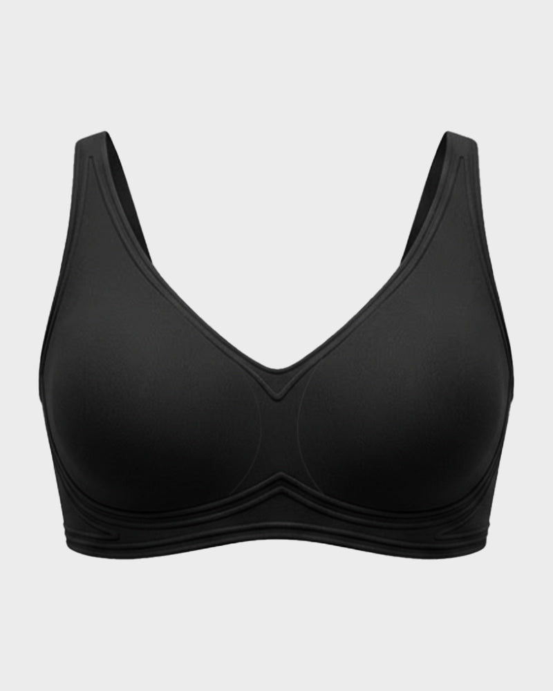 Full-Coverage Wireless V-Neck Support Bra