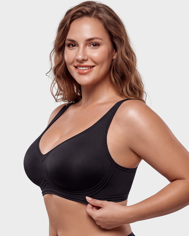 Full-Coverage Wireless V-Neck Support Bra