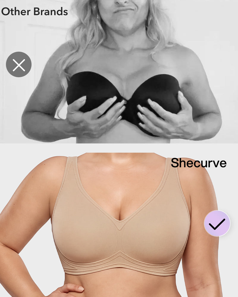 Full-Coverage Wireless V-Neck Support Bra
