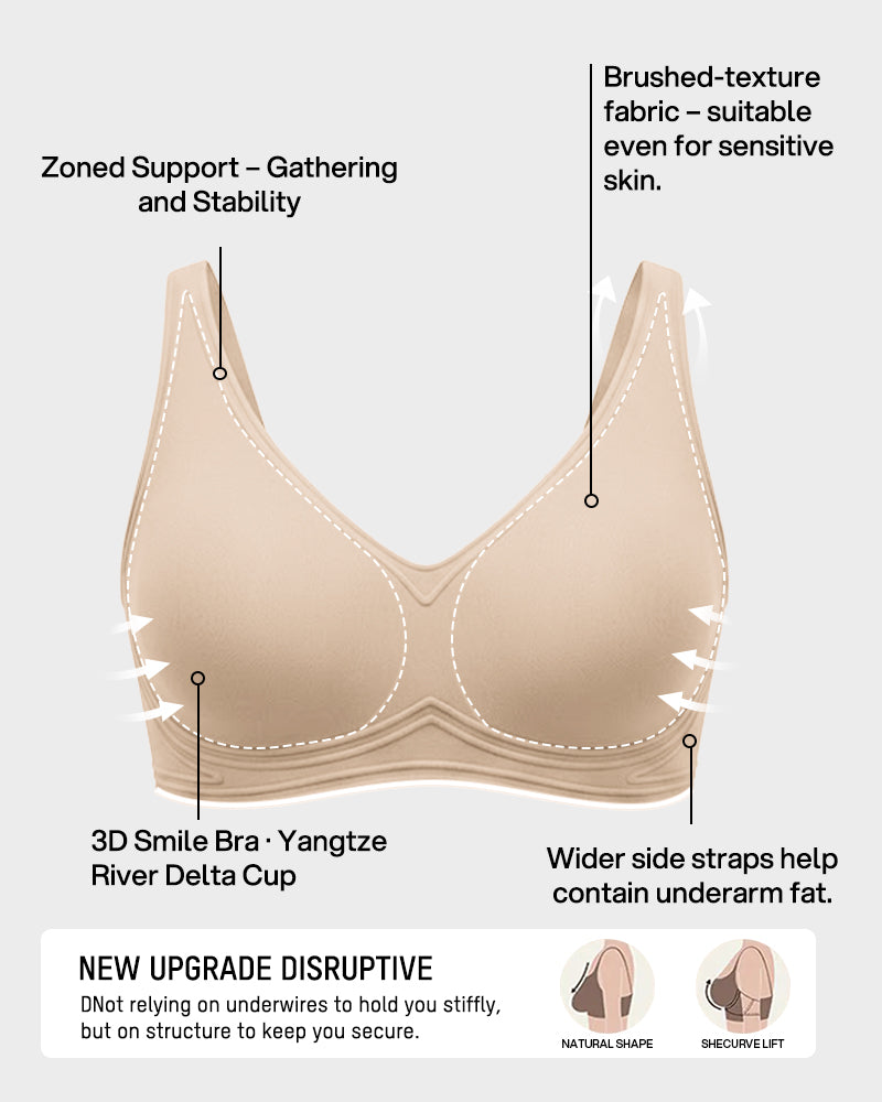 Full-Coverage Wireless V-Neck Support Bra