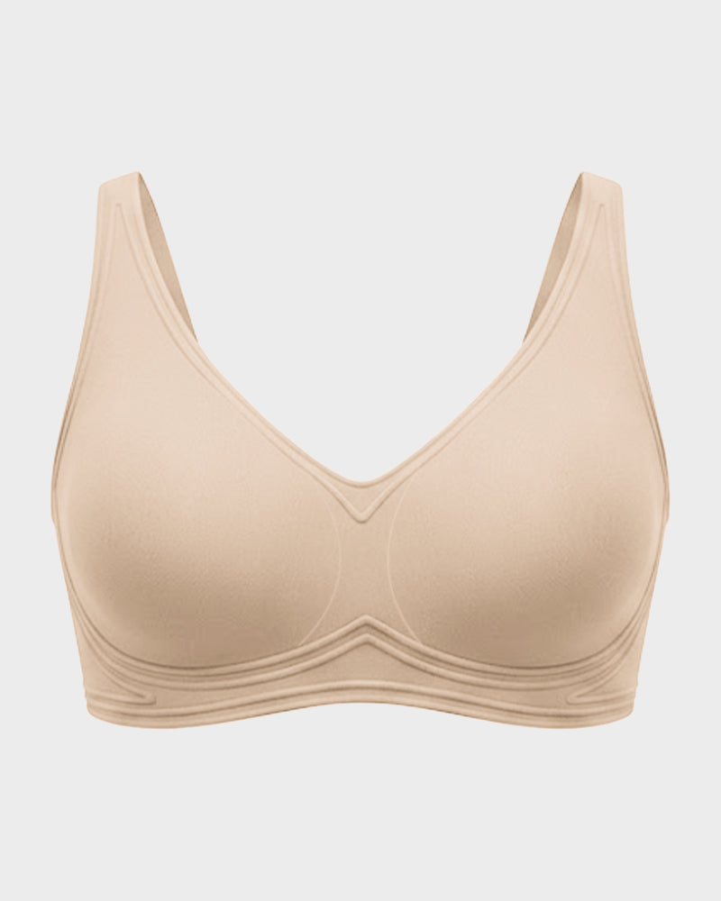 Full-Coverage Wireless V-Neck Support Bra