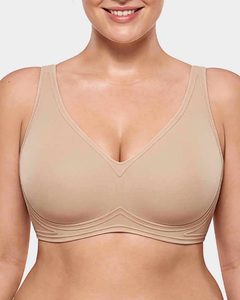 Full-Coverage Wireless V-Neck Support Bra
